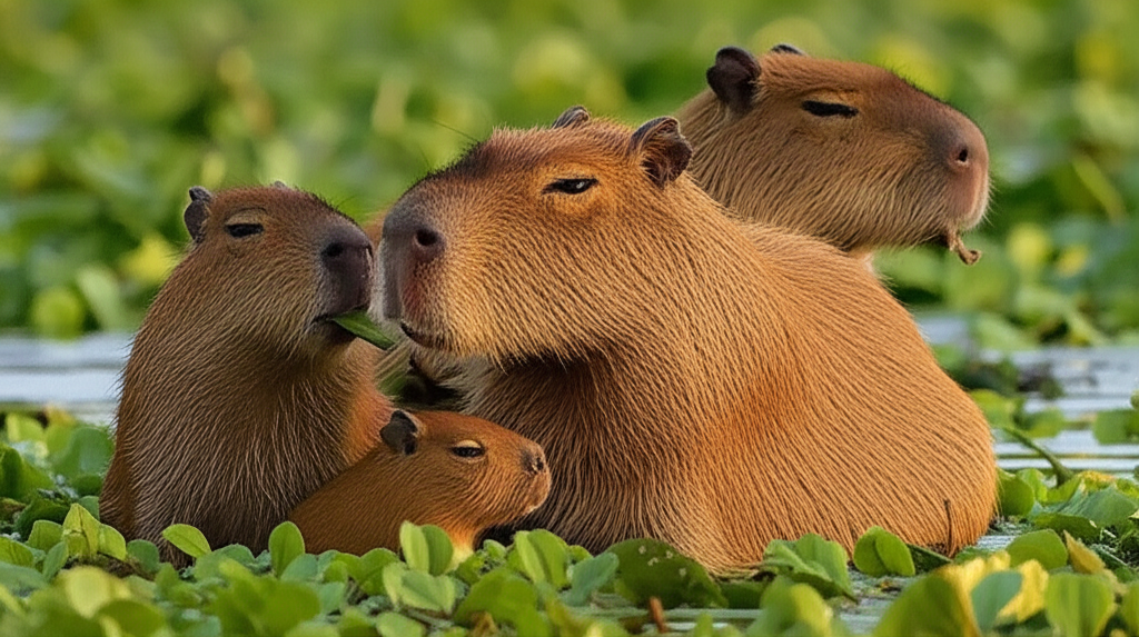 Familia de carpinchos